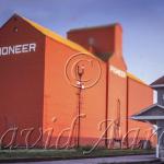 A beautiful Saskatchewan Pioneer grain elevator.  Note. The image is blurred for the internet.  The actual image is sharp.