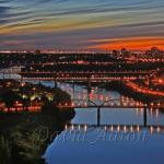 Four Bridges.  5th Street Walterdale bridge; High Level; LRT and Groat Road Bridge. This Photograph was given to Oprah Winfrey during her 2013 visit to Edmonton.