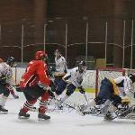 On March 23, 2012 Augustana Vikings beat NAIT to win their first ACAC championship since 1975.  If you look closely you can see the puck crossing the goal line.  Winning goal 2nd OT.  
Please note that this picture is very low-resolution.  High quality images are available by contacting me.