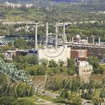 Prior to the construction of the new bridge.  Watlterdale Bridge, baseball field and Epcor visible.   